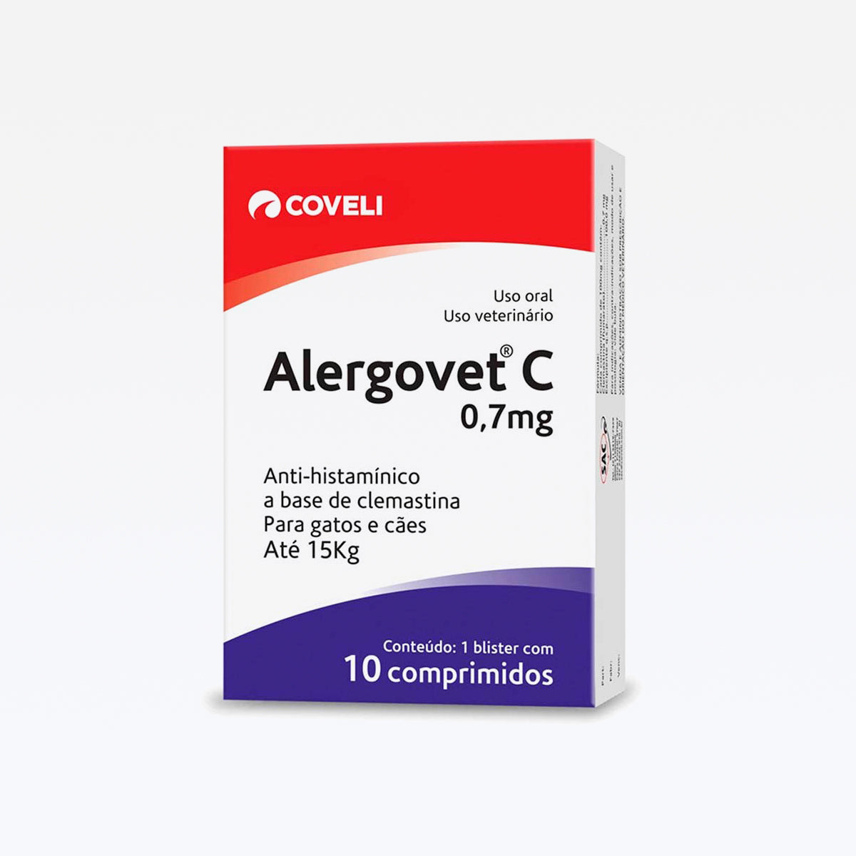 Alergovet C 0,7mg Caes E Gatos 10Comprimidos
