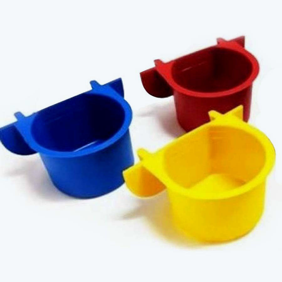 Caneca Plástica para Pássaros com Aba - Cores Sortidas