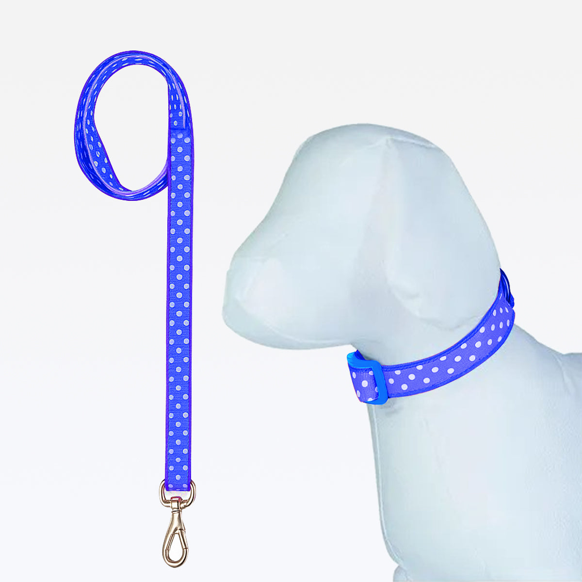 Coleira C/ Guia Nylon 15mm - Azul