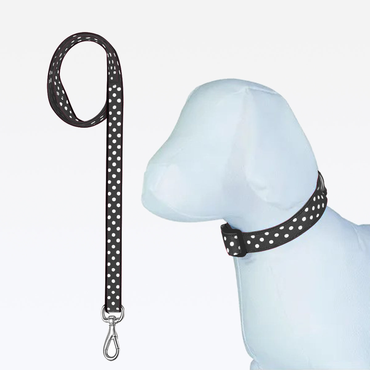 Coleira C/ Guia Nylon 15mm - Preto