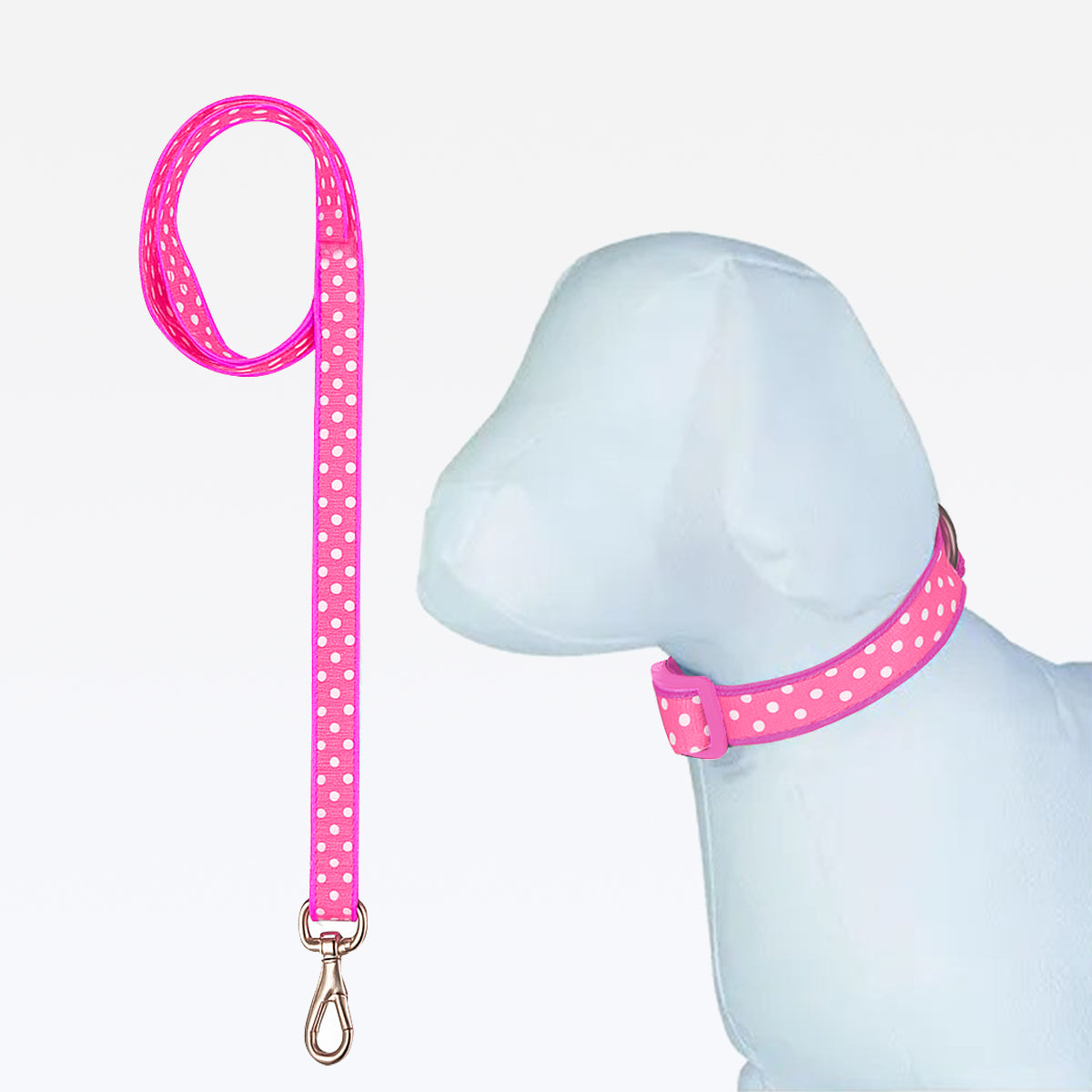 Coleira C/ Guia Nylon 15mm - Rosa