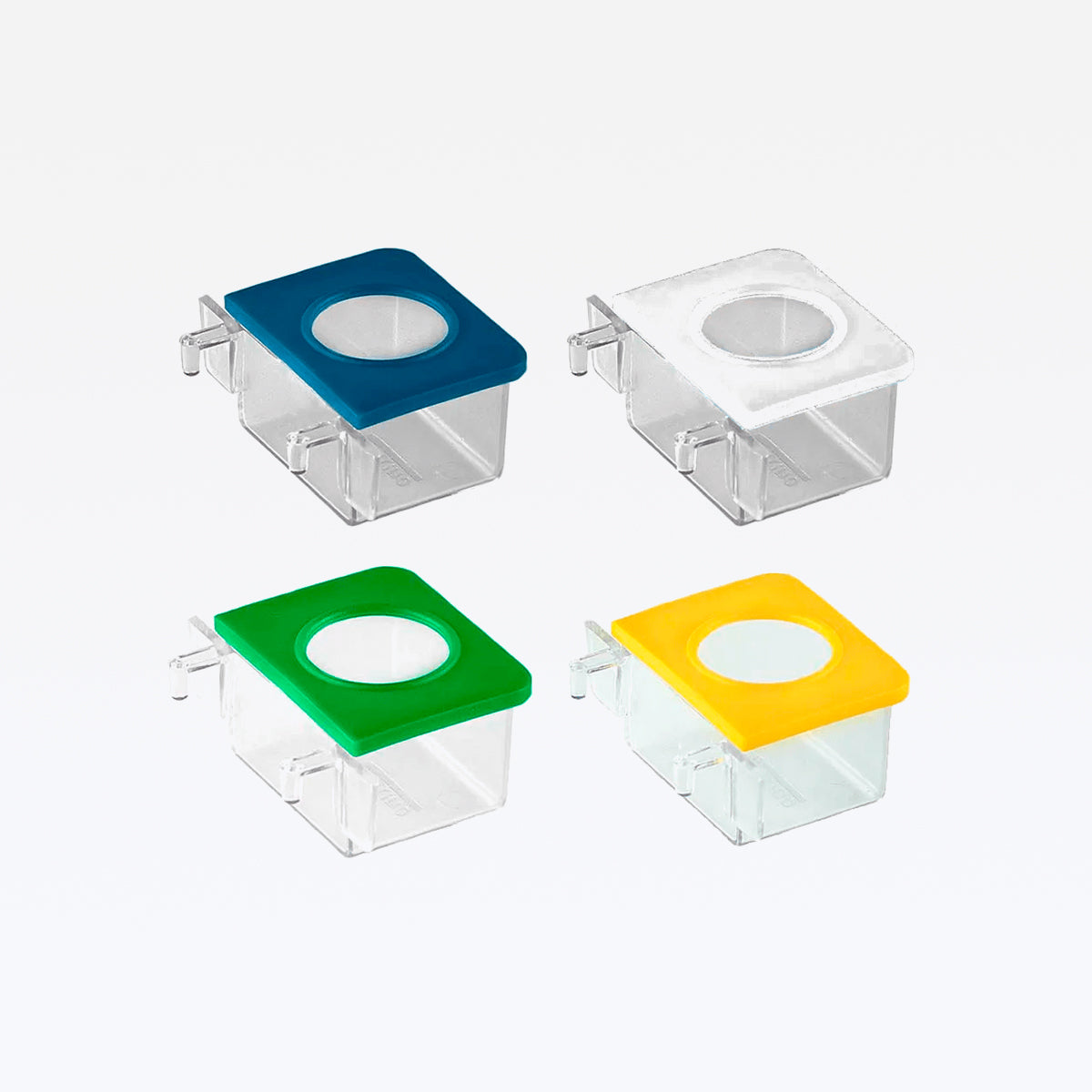 Comedouro Plástico para pássaro 1 Furo com gancho - Cores sortidas