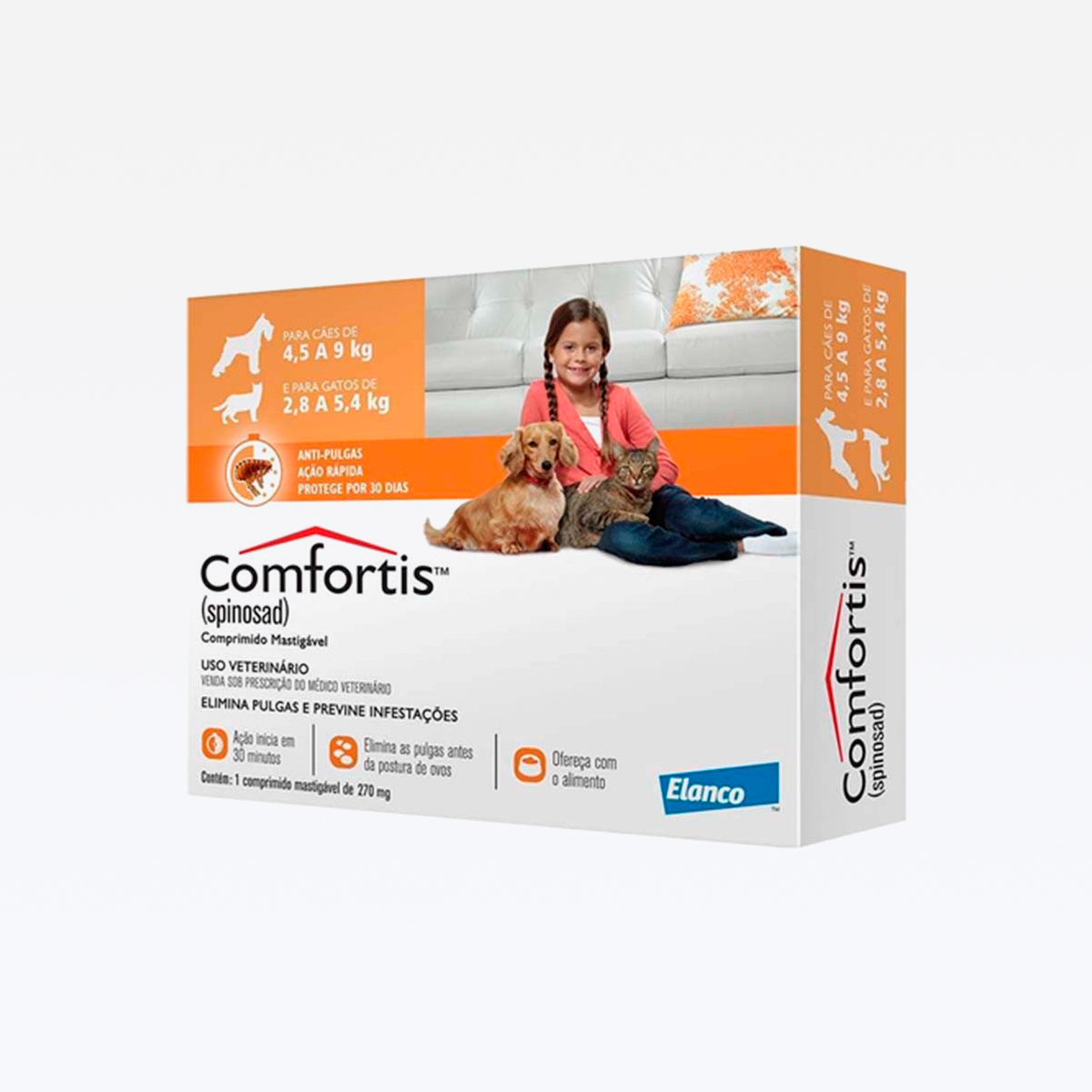 Comfortis 270mg 4,5 A 9,0kg Laranja .