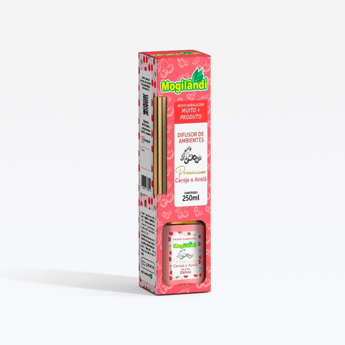 Difusor Premium De Aroma P/ Ambientes Cereja E Avela 250ml Mogilandi
