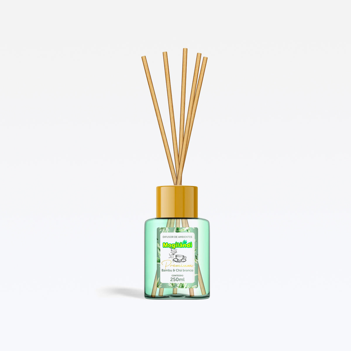 Difusor Premium De Aroma P/ Ambientes Bambu E Cha Branco 250ml Mogilandi