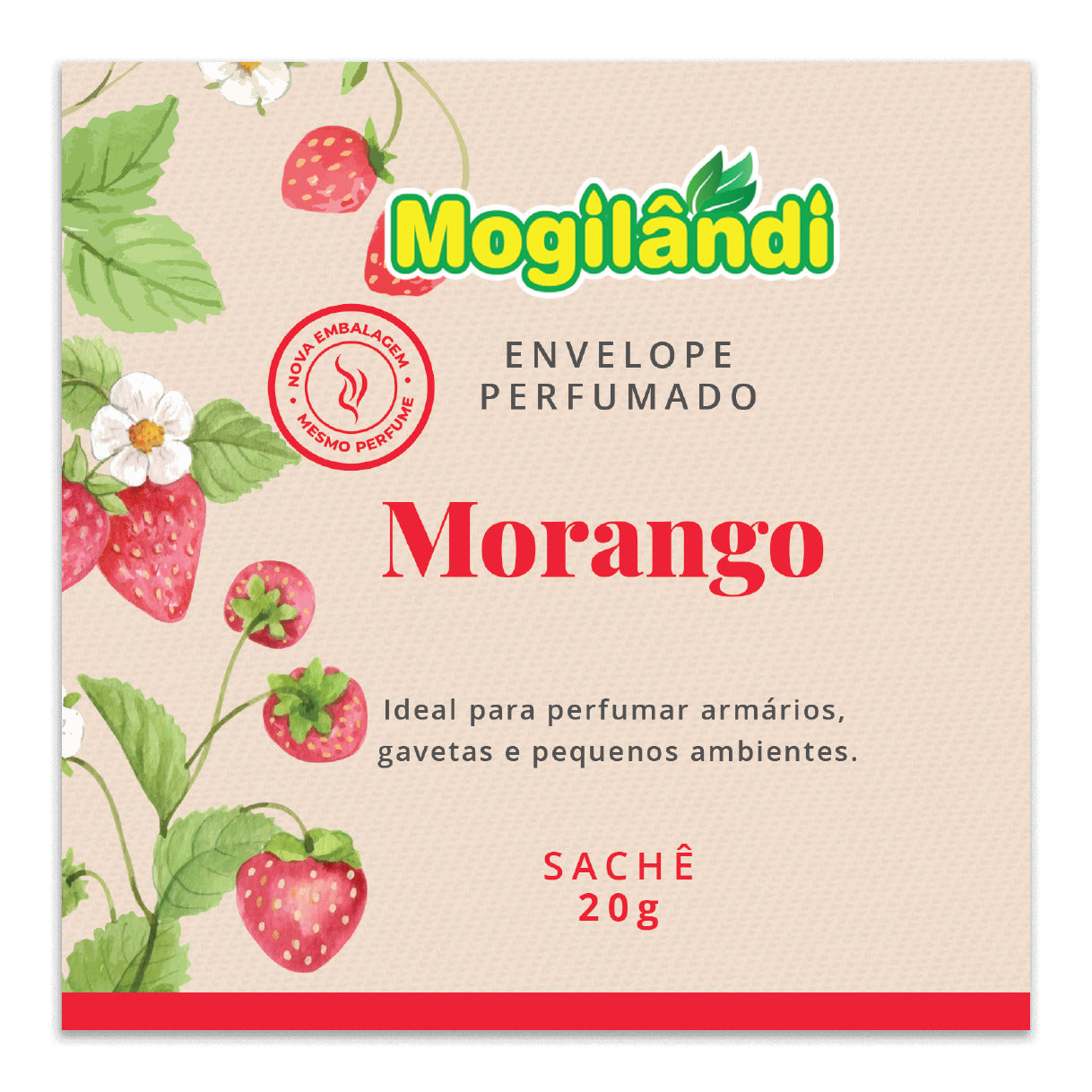 Envelope Perfumado P/ Ambientes Morango 20g Mogilandi