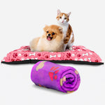 Kit Colchonete Nylon com 3 Zipers Rosa + Cobertor ultrassoft Roxo