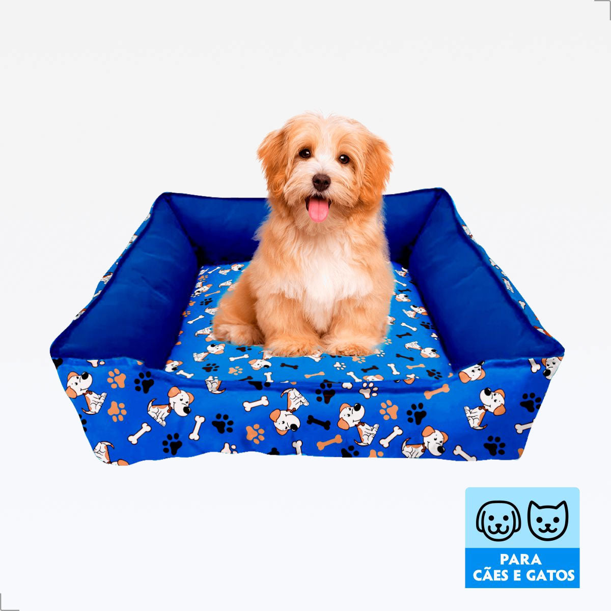 Cama Luxo Quadrada com Ziper - Azul
