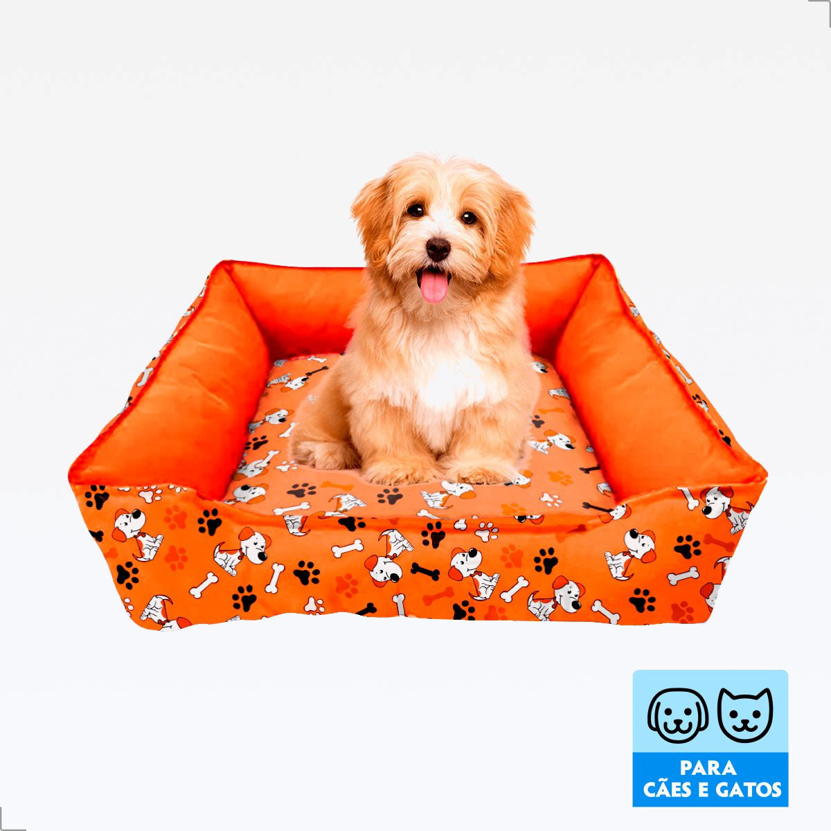 Cama Luxo Quadrada com Ziper - Laranja