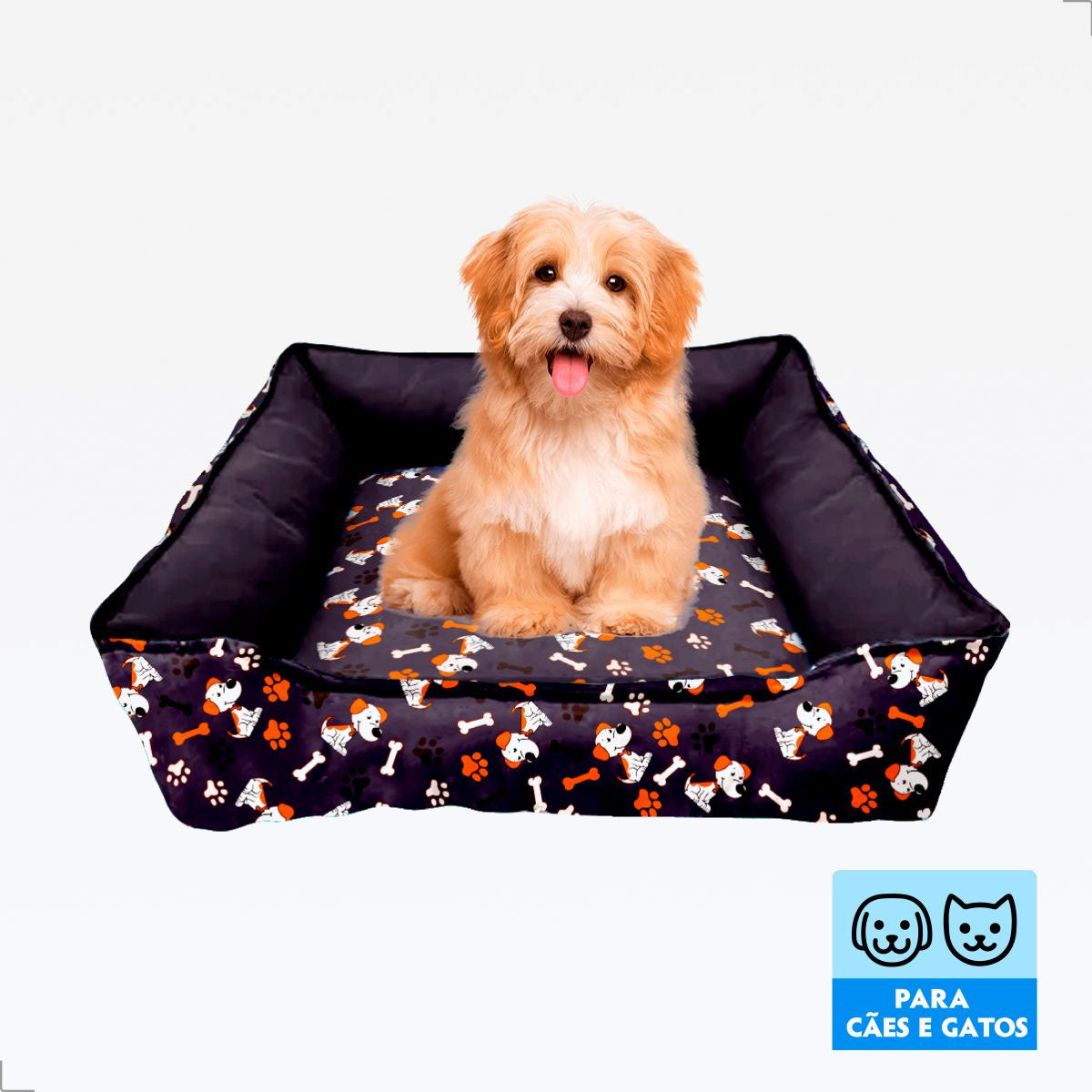 Cama Luxo Quadrada com Ziper - Preto