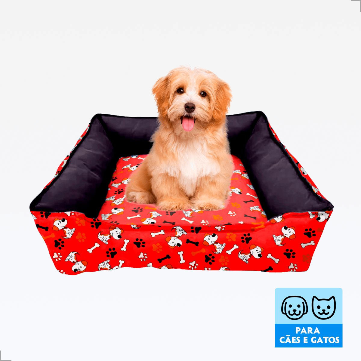 Cama Luxo Quadrada com Ziper - Vermelho