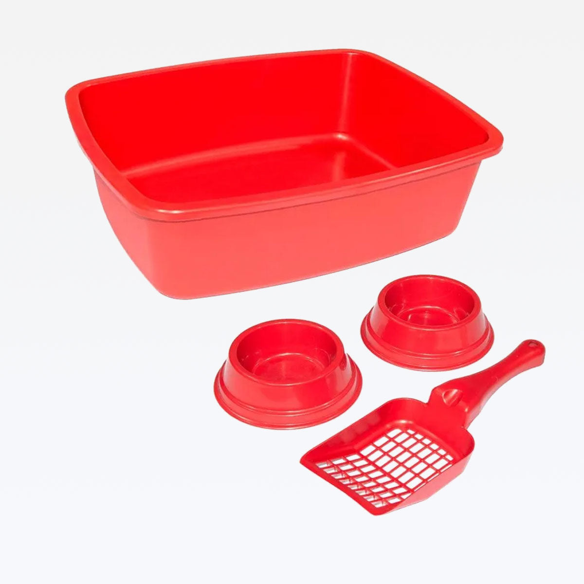 Kit Bandeja Alta com 4 peças (1 Bandeja, 2 Comedouros e 1 Pá)