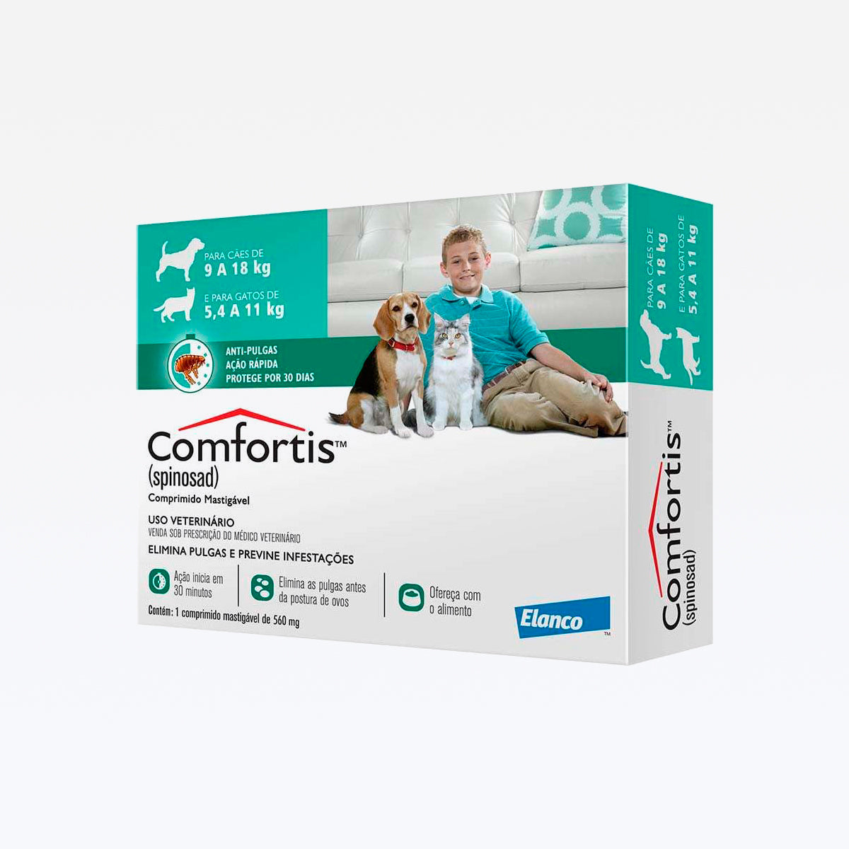Comfortis 560mg 9,0 A 18,0kg Verde .