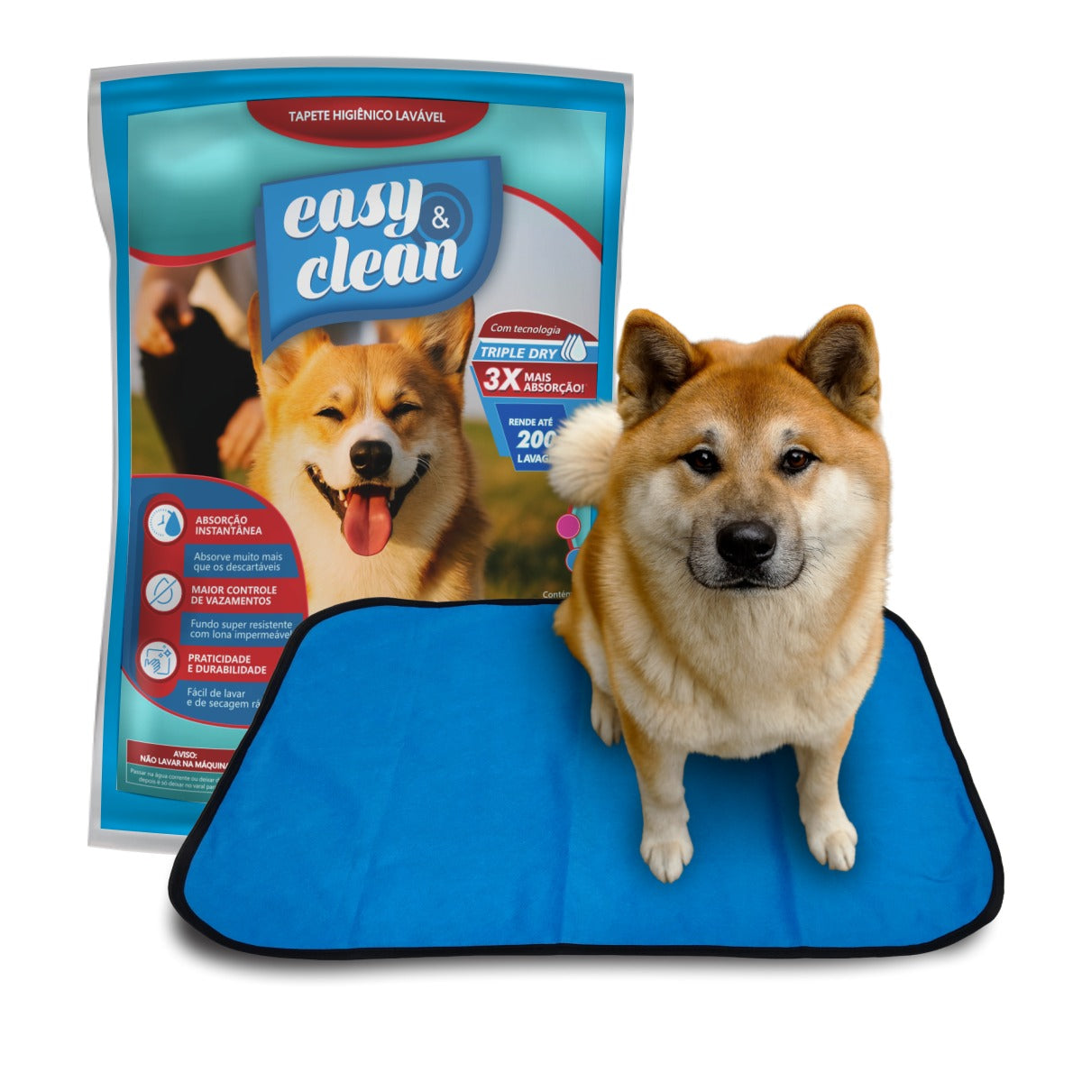 Tapete Higiênico Lavável 60 x 80cm Kit com 03 unidades - Azul