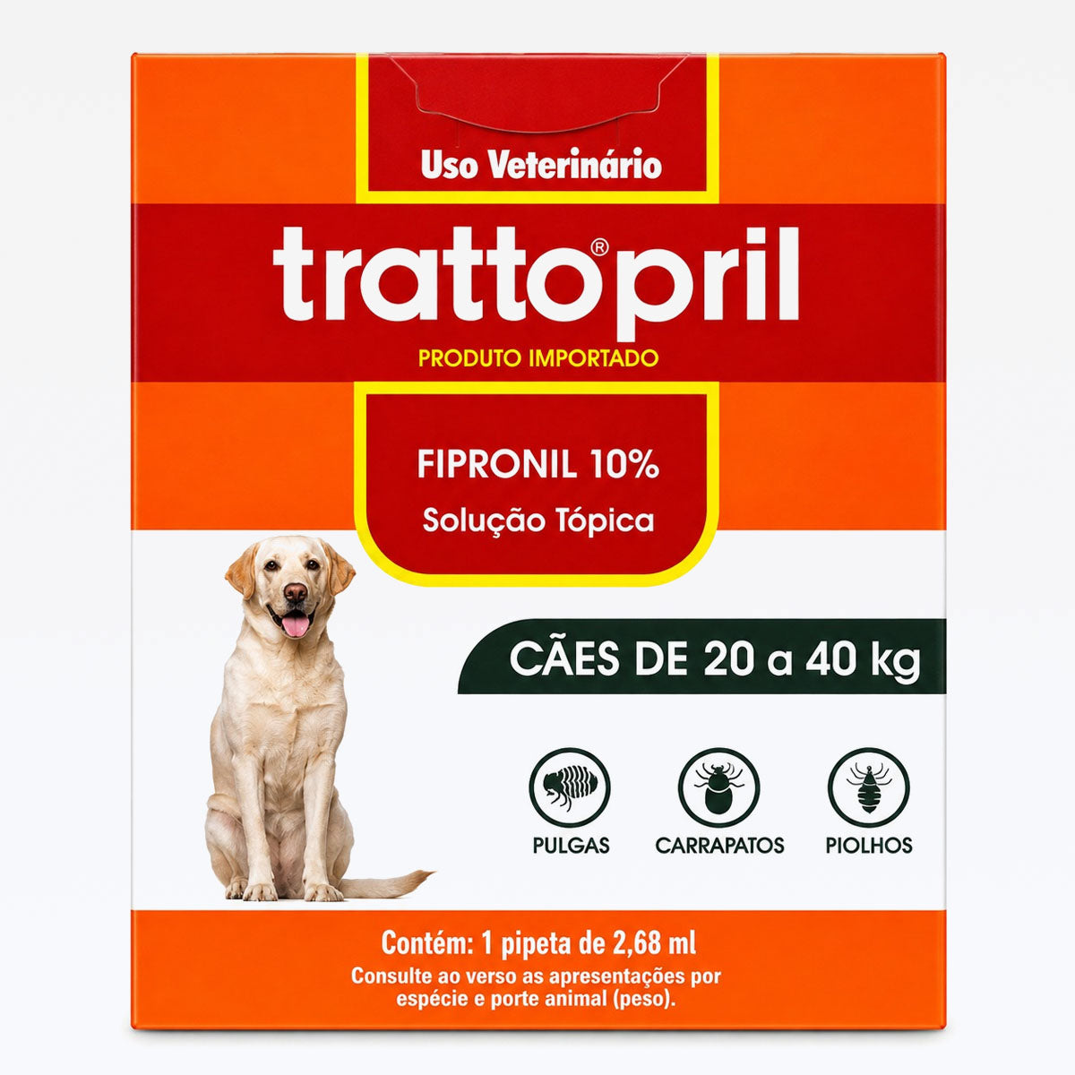Trattopril Antipulgas e Carrapatos Cães 20 a 40kg 2,68ML